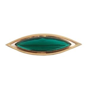 Vintage Marquis Cut Brooch Emerald Green Stone Gold Tone Diamond Shape